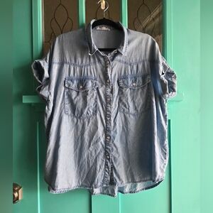 Light Blue Denim Button-Up Shirt